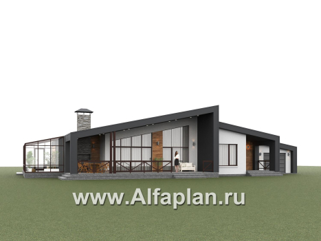 «Лагуна» - проект современного, роскошного одноэтажного дома, в стиле барнхаус, с гаражом и зимним садом - превью дополнительного изображения №3