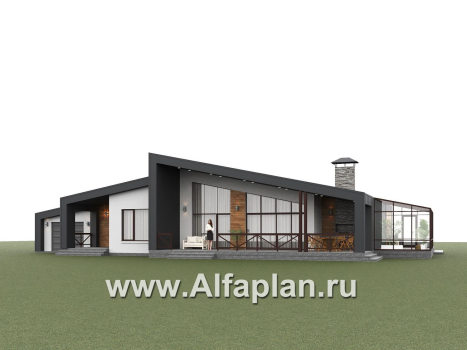 «Лагуна» - проект современного, роскошного одноэтажного дома, в стиле барнхаус, с гаражом и зимним садом - превью дополнительного изображения №3