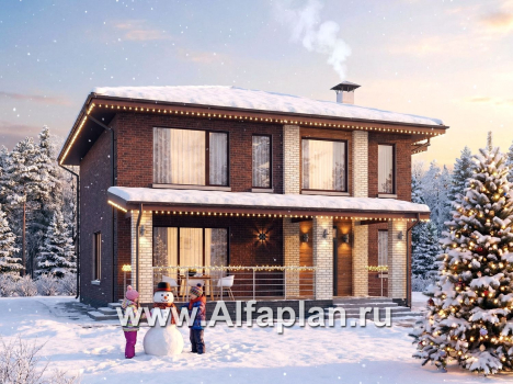 «Багира» - проект дома 10х10м, планировка с террасой со стороны входа, все комнаты - мастер спальни, с сауной - превью дополнительного изображения №3