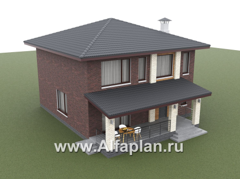 «Багира» - проект дома 10х10м, планировка с террасой со стороны входа, все комнаты - мастер спальни, с сауной - превью дополнительного изображения №4