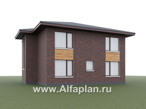 «Багира» - проект дома 10х10м, планировка с террасой со стороны входа, все комнаты - мастер спальни, с сауной - превью дополнительного изображения №5