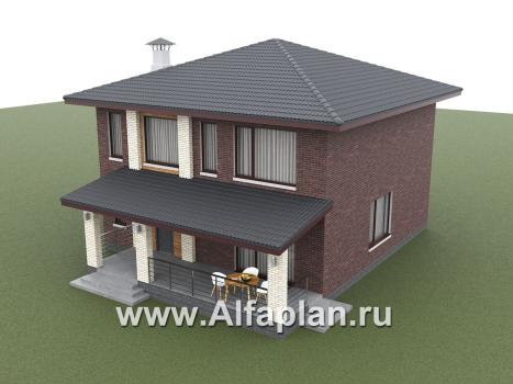 «Багира» - проект дома 10х10м, планировка с террасой со стороны входа, все комнаты - мастер спальни, с сауной - превью дополнительного изображения №4