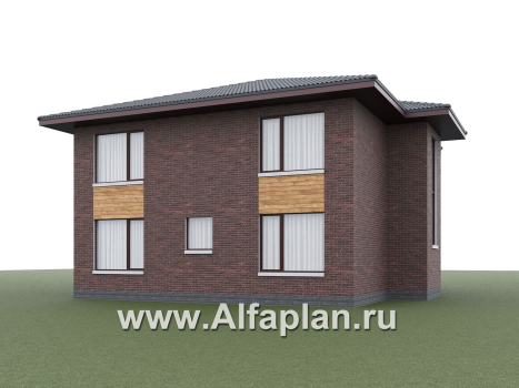 «Багира» - проект дома 10х10м, планировка с террасой со стороны входа, все комнаты - мастер спальни, с сауной - превью дополнительного изображения №5