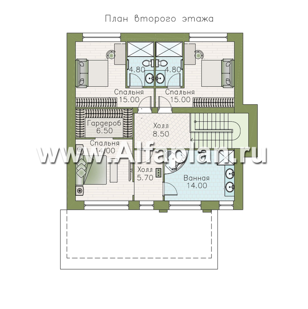 «Багира» - проект дома 10х10м, умная планировка, гостиная со стороны террасы, все комнаты - мастер спальни, с сауной  - план дома - фото №2