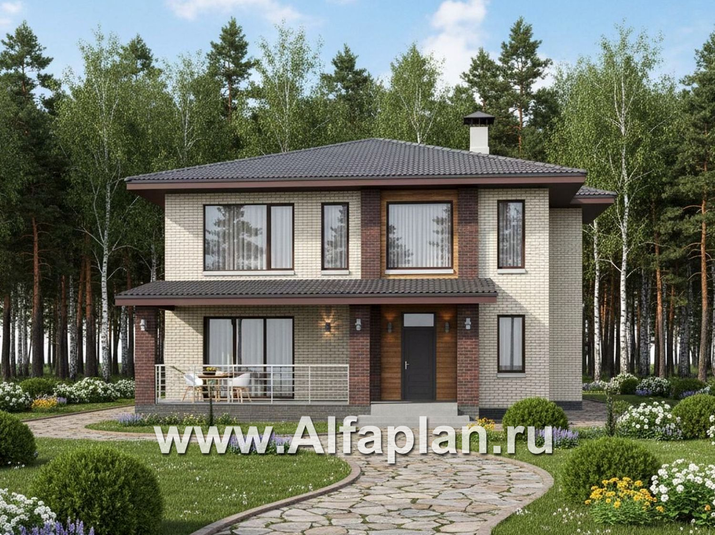 «Багира» - проект дома 10х10м, умная планировка, гостиная со стороны террасы, все комнаты - мастер спальни, с сауной  - дизайн дома №2