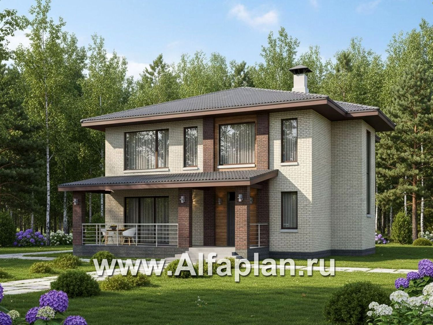 «Багира» - проект дома 10х10м, умная планировка, гостиная со стороны террасы, все комнаты - мастер спальни, с сауной  - дизайн дома №3