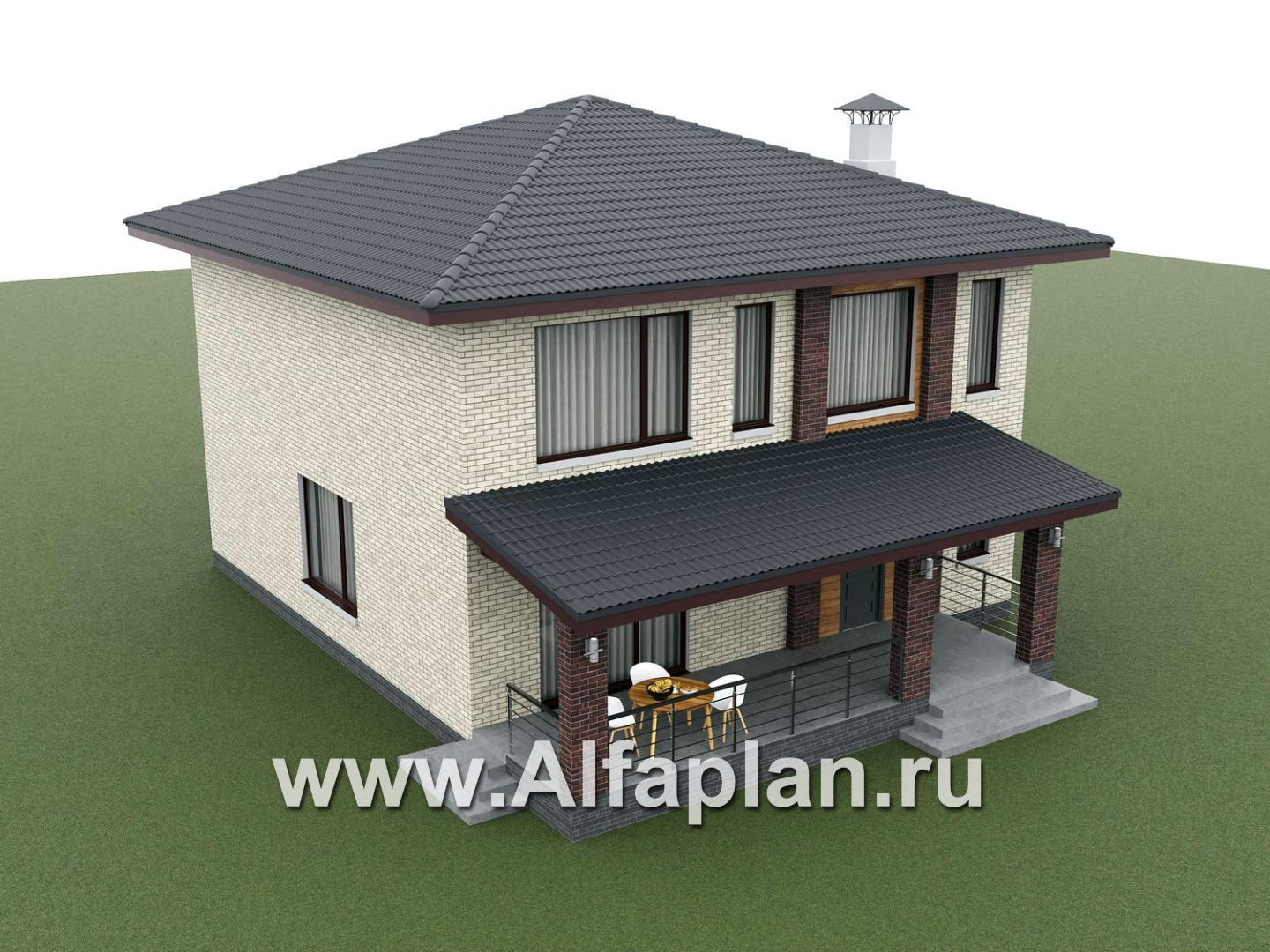 «Багира» - проект дома 10х10м, умная планировка, гостиная со стороны террасы, все комнаты - мастер спальни, с сауной  - дизайн дома №5