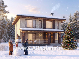 Превью проекта ««Багира» - проект дома 10х10м, умная планировка, гостиная со стороны террасы, все комнаты - мастер спальни, с сауной »