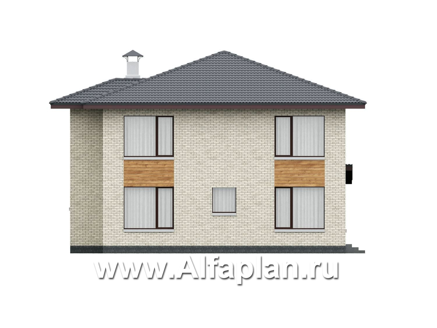 «Багира» - проект дома 10х10м, умная планировка, гостиная со стороны террасы, все комнаты - мастер спальни, с сауной  - фасад дома - фото №3