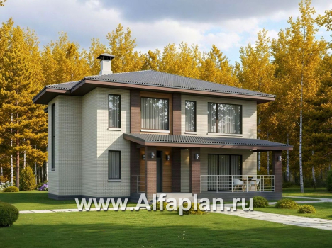 «Багира» - проект дома 10х10м, умная планировка, гостиная со стороны террасы, все комнаты - мастер спальни, с сауной  - превью дополнительного изображения №2