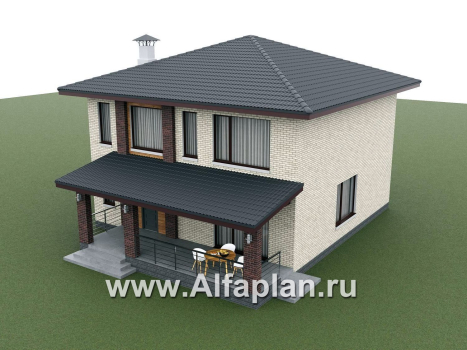 «Багира» - проект дома 10х10м, умная планировка, гостиная со стороны террасы, все комнаты - мастер спальни, с сауной  - превью дополнительного изображения №3