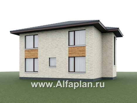 «Багира» - проект дома 10х10м, умная планировка, гостиная со стороны террасы, все комнаты - мастер спальни, с сауной  - превью дополнительного изображения №4