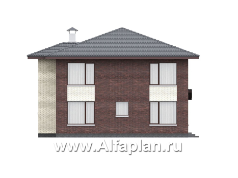 «Дом уюта» - проект дома 10х10м, шикарная планировка, гостиная со стороны террасы, все комнаты - мастер спальни, с сауной  - превью фасада дома - фото №3