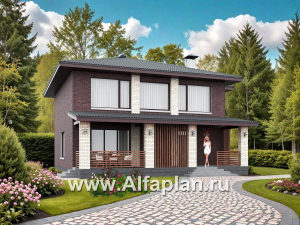 «Дом уюта» - проект дома 10х10м, шикарная планировка, гостиная со стороны террасы, все комнаты - мастер спальни, с сауной 