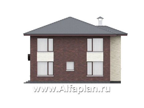 «Дом уюта» - проект дома 10х10м, шикарная планировка, гостиная со стороны террасы, все комнаты - мастер спальни, с сауной - превью фасада дома - фото №3