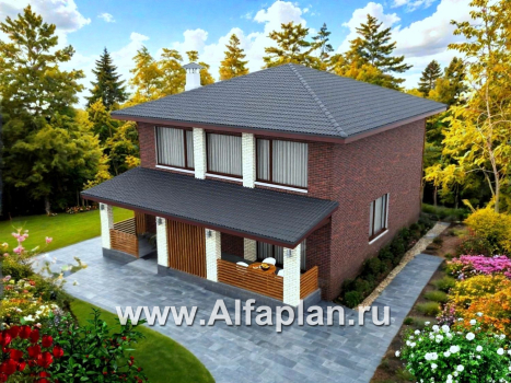 «Дом уюта» - проект дома 10х10м, шикарная планировка, гостиная со стороны террасы, все комнаты - мастер спальни, с сауной - превью дополнительного изображения №2