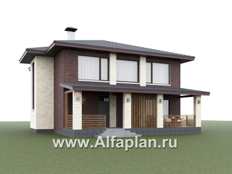 «Дом уюта» - проект дома 10х10м, шикарная планировка, гостиная со стороны террасы, все комнаты - мастер спальни, с сауной - превью дополнительного изображения №3