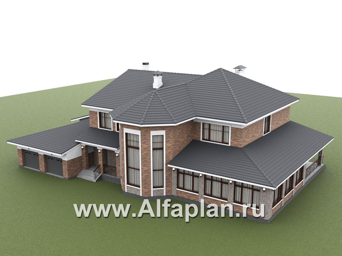 «Пятьсот квадратов» - проект двухэтажного дома, с двусветной гостиной и с террасой, гараж на 2 авто, спортзал и сауна - дизайн дома №3