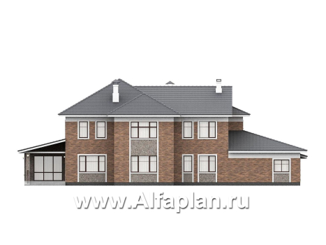 «Пятьсот квадратов» - проект двухэтажного дома, с двусветной гостиной и с террасой, гараж на 2 авто, спортзал и сауна - превью фасада дома - фото №3