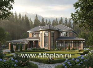 «Пятьсот квадратов» - проект двухэтажного дома, с двусветной гостиной и с террасой, гараж на 2 авто, спортзал и сауна