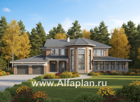 «Пятьсот квадратов» - проект двухэтажного дома, с двусветной гостиной и с террасой, гараж на 2 авто, спортзал и сауна - превью дополнительного изображения №1