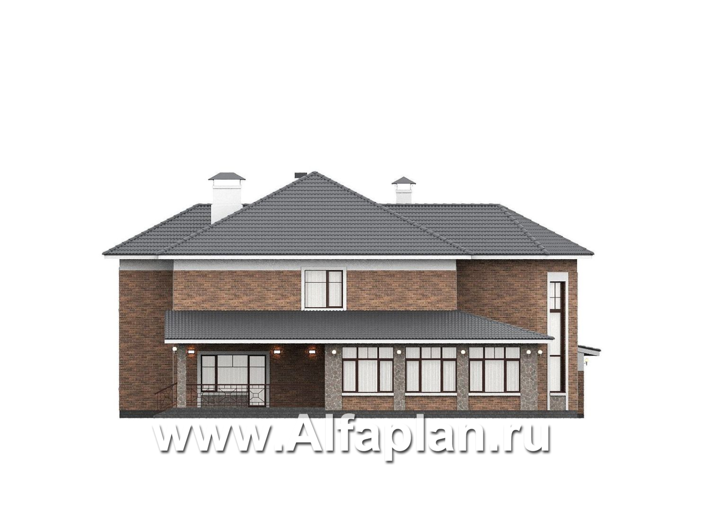 «Пятьсот квадратов» - проект двухэтажного дома, с двусветной гостиной и с террасой, гараж на 2 авто, спортзал и сауна - фасад дома - фото №2