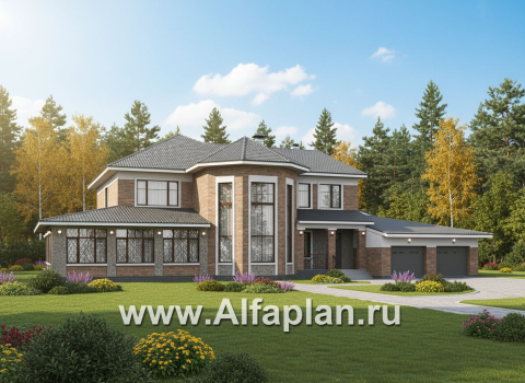 «Пятьсот квадратов» - проект двухэтажного дома, с двусветной гостиной и с террасой, гараж на 2 авто, спортзал и сауна - превью дополнительного изображения №1