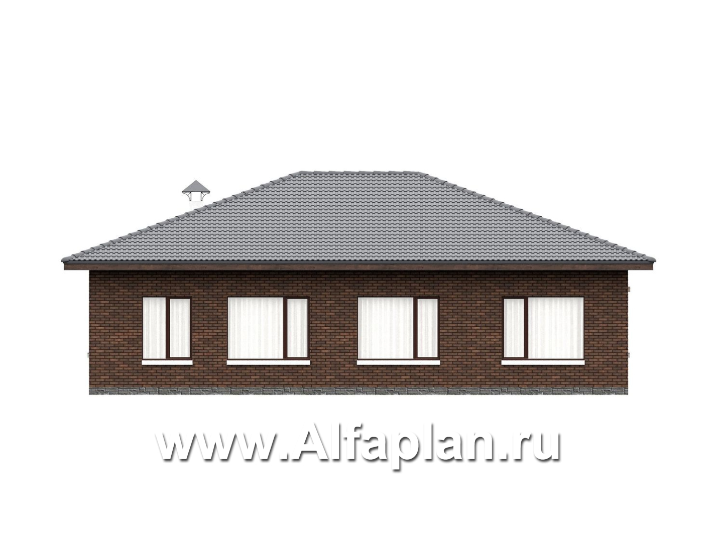 «Левитация» - проект одноэтажного дома, планировка мастер спальня, 2 детских, кладовая при кухне, терраса при входе  - фасад дома - фото №3