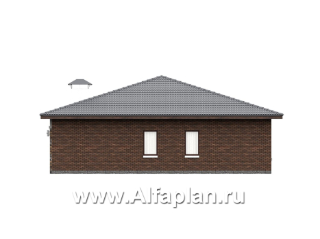 «Левитация» - проект одноэтажного дома, планировка мастер спальня, 2 детских, кладовая при кухне, терраса при входе  - превью фасада дома - фото №4