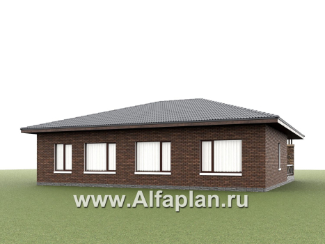 «Левитация» - проект одноэтажного дома, планировка мастер спальня, 2 детских, кладовая при кухне, терраса при входе  - превью дополнительного изображения №3