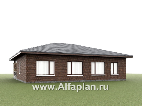 «Левитация» - проект одноэтажного дома, планировка мастер спальня, 2 детских, кладовая при кухне, терраса при входе - превью дополнительного изображения №3