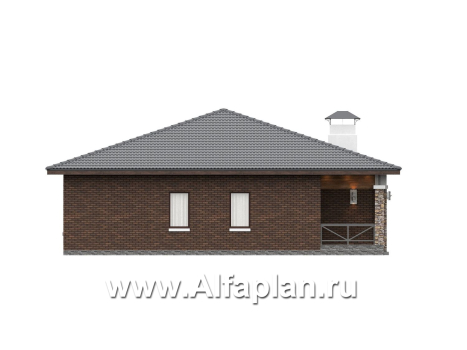 «Лукоморье» - проект одноэтажного дома, мастер спальня, 2 детских, кладовака при кухне. Отличная планировка! - превью фасада дома - фото №2