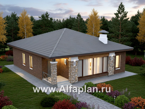 «Лукоморье» - проект одноэтажного дома, мастер спальня, 2 детских, кладовака при кухне. Отличная планировка! - превью дополнительного изображения №1