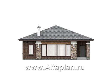 «Лукоморье» - проект одноэтажного дома, мастер спальня, 2 детских, кладовака при кухне. Отличная планировка!  - превью фасада дома - фото №1