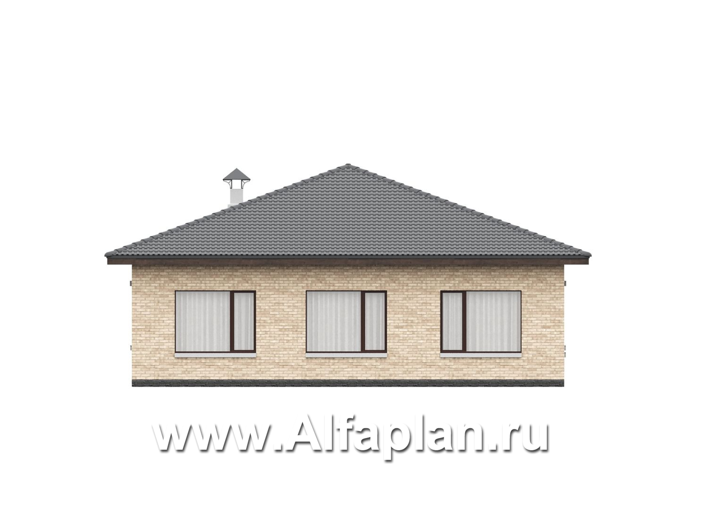 «Лукоморье» - проект одноэтажного дома, мастер спальня, 2 детских, кладовака при кухне, терраса. Отличная планировка! - фасад дома - фото №3