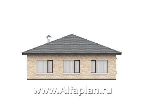 «Лукоморье» - проект одноэтажного дома, мастер спальня, 2 детских, кладовака при кухне, терраса. Отличная планировка! - превью фасада дома - фото №3