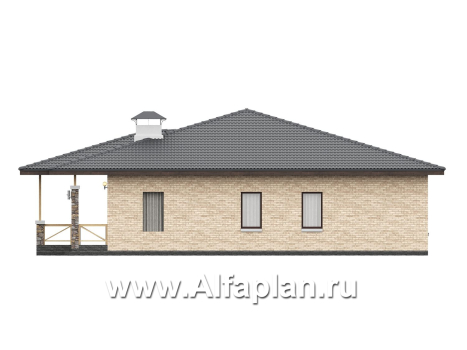 «Лукоморье» - проект одноэтажного дома, мастер спальня, 2 детских, кладовака при кухне, терраса. Отличная планировка! - превью фасада дома - фото №4