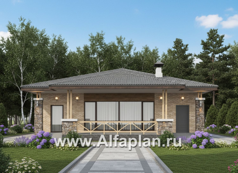 «Лукоморье» - проект одноэтажного дома, мастер спальня, 2 детских, кладовака при кухне, терраса. Отличная планировка! - превью дополнительного изображения №2