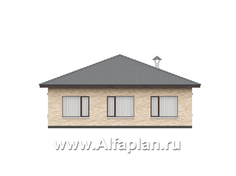 «Лукоморье» - проект одноэтажного дома, мастер спальня, 2 детских, кладовака при кухне, терраса. Отличная планировка! - превью фасада дома - фото №3