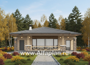 «Лукоморье» - проект одноэтажного дома, мастер спальня, 2 детских, кладовака при кухне, терраса. Отличная планировка!