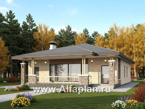 «Лукоморье» - проект одноэтажного дома, мастер спальня, 2 детских, кладовака при кухне, терраса. Отличная планировка! - превью дополнительного изображения №1