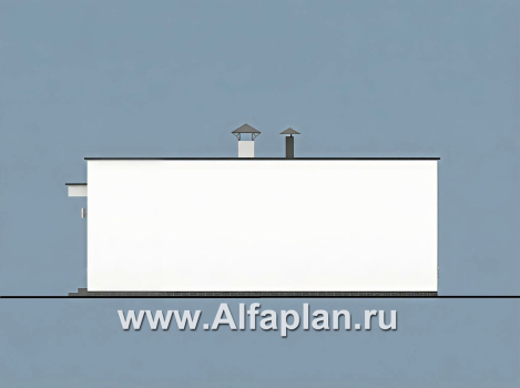 «Заозерье» - проект практичного одноэтажного коттеджа с плоской крышей, планировка 2 спальни - превью фасада дома - фото №4