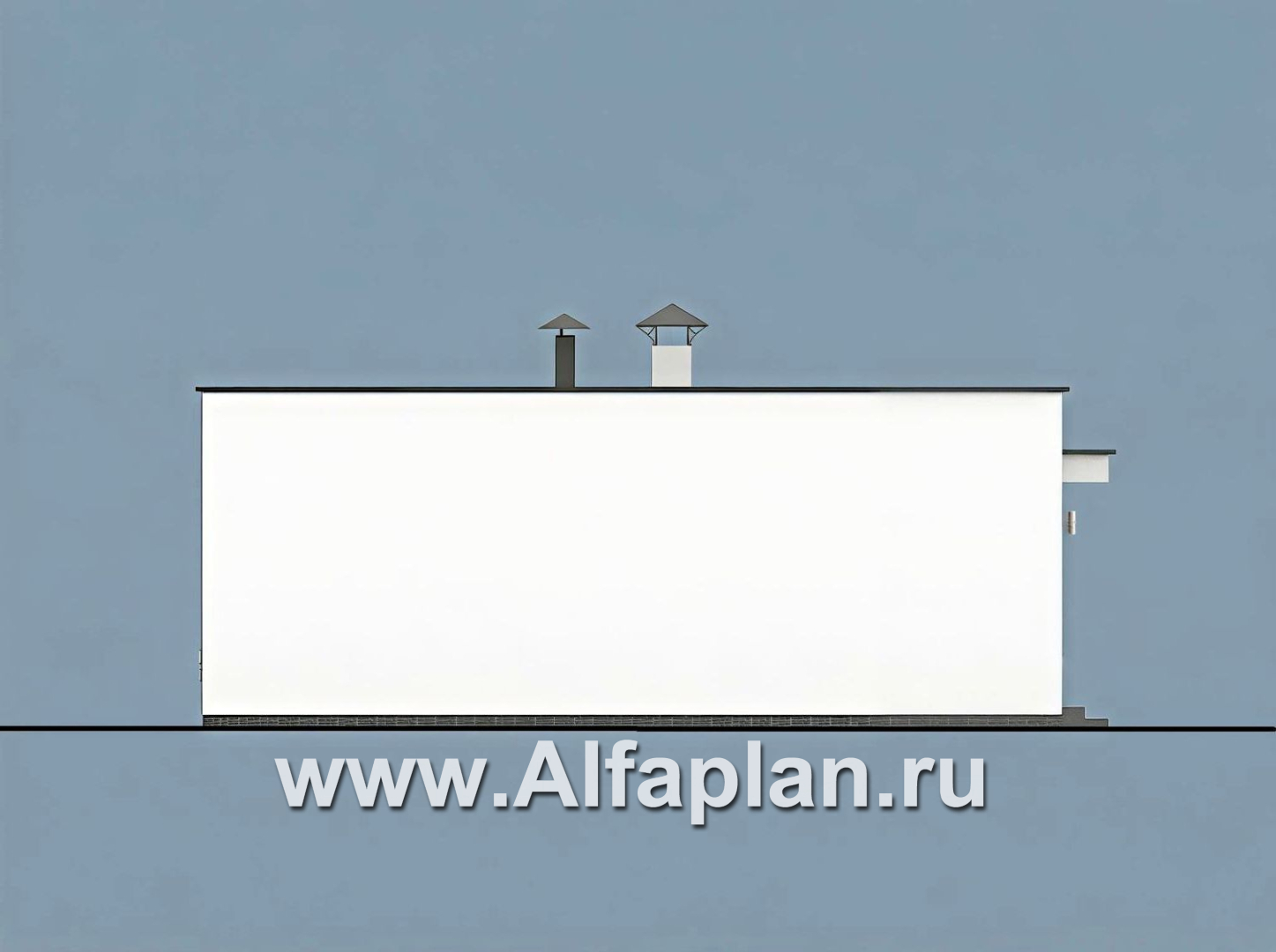 «Заозерье» - проект практичного одноэтажного коттеджа с плоской крышей, планировка 2 спальни - фасад дома - фото №4