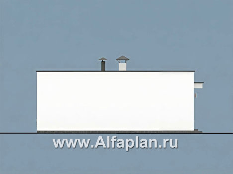 «Заозерье» - проект практичного одноэтажного коттеджа с плоской крышей, планировка 2 спальни - превью фасада дома - фото №4