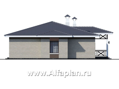 «Покровка» - проект одноэтажного коттеджа из газобетона, мастер спальня, с террасой - превью фасада дома - фото №4