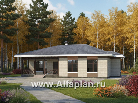 «Покровка» - проект одноэтажного коттеджа из газобетона, мастер спальня, с террасой - превью дополнительного изображения №1