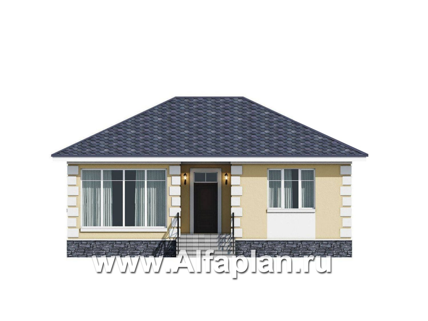 «Вотчина» - проект одноэтажного дома для супружеской пары, в классическом стиле - фасад дома - фото №1