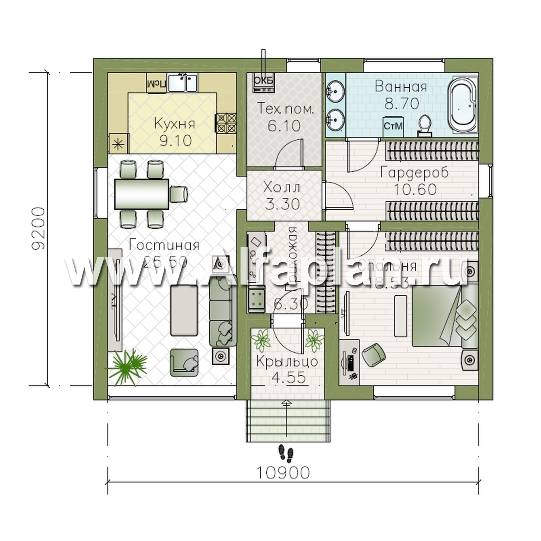 «Вотчина» - проект одноэтажного дома для супружеской пары, в классическом стиле - план дома - фото №1