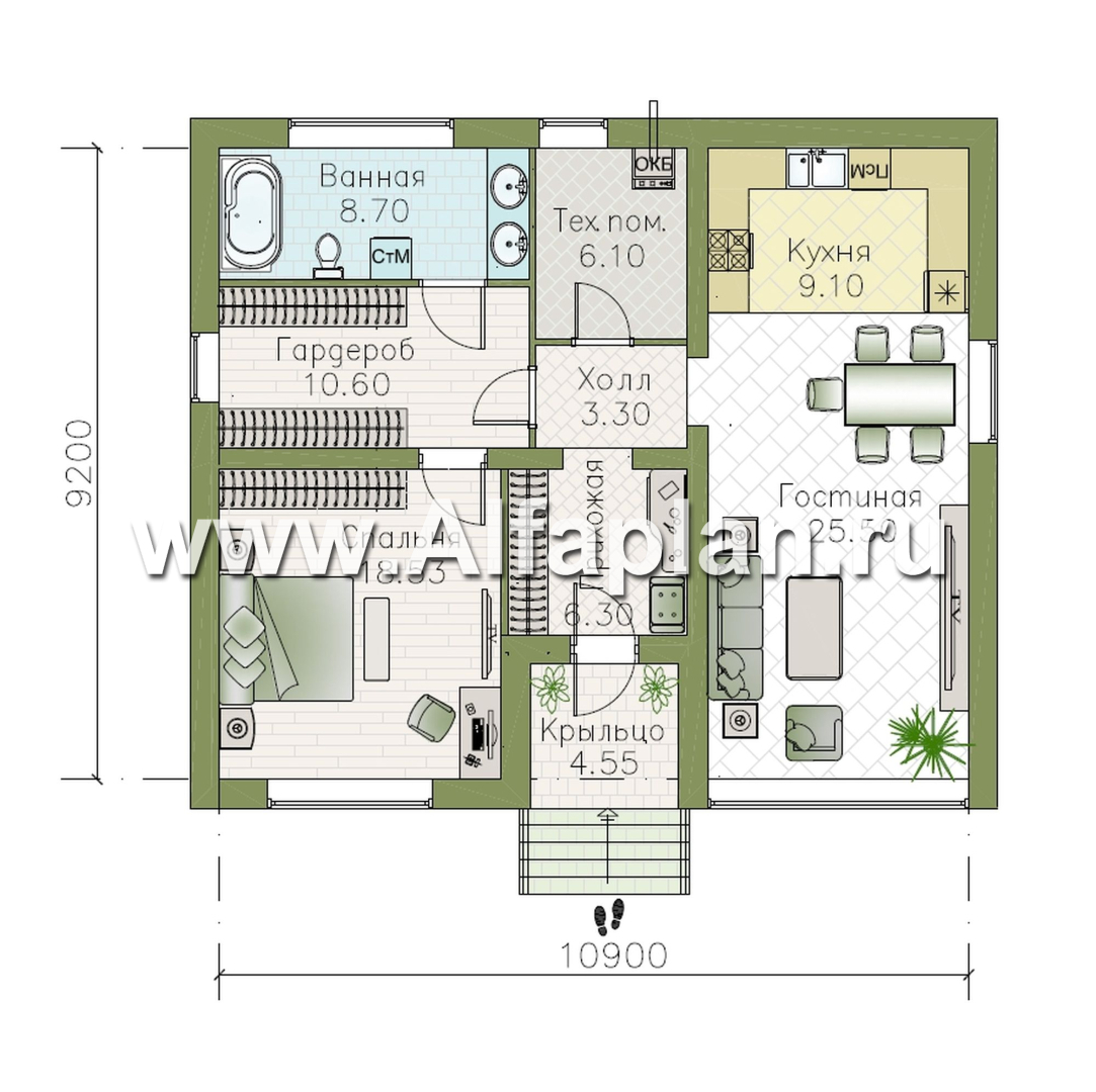 «Вотчина» - проект одноэтажного дома для супружеской пары, в классическом стиле - план дома - фото №1