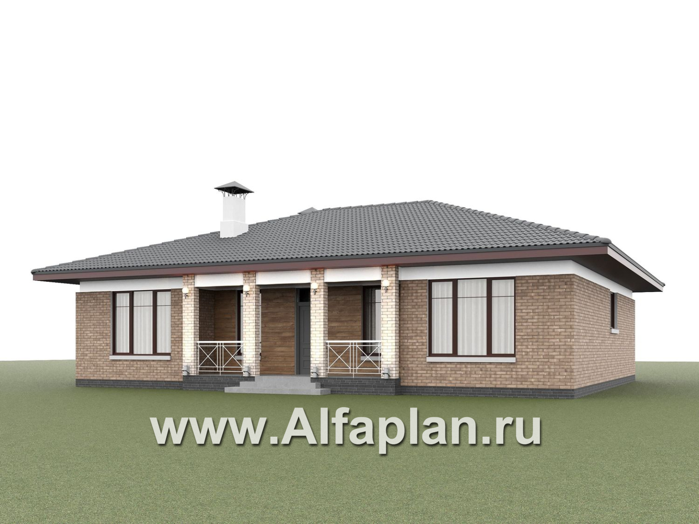 «Антарес» - проект одноэтажного дома в классическом стиле из газобетона, с эркером, мастер спальня, кладовка при кухне - дизайн дома №5